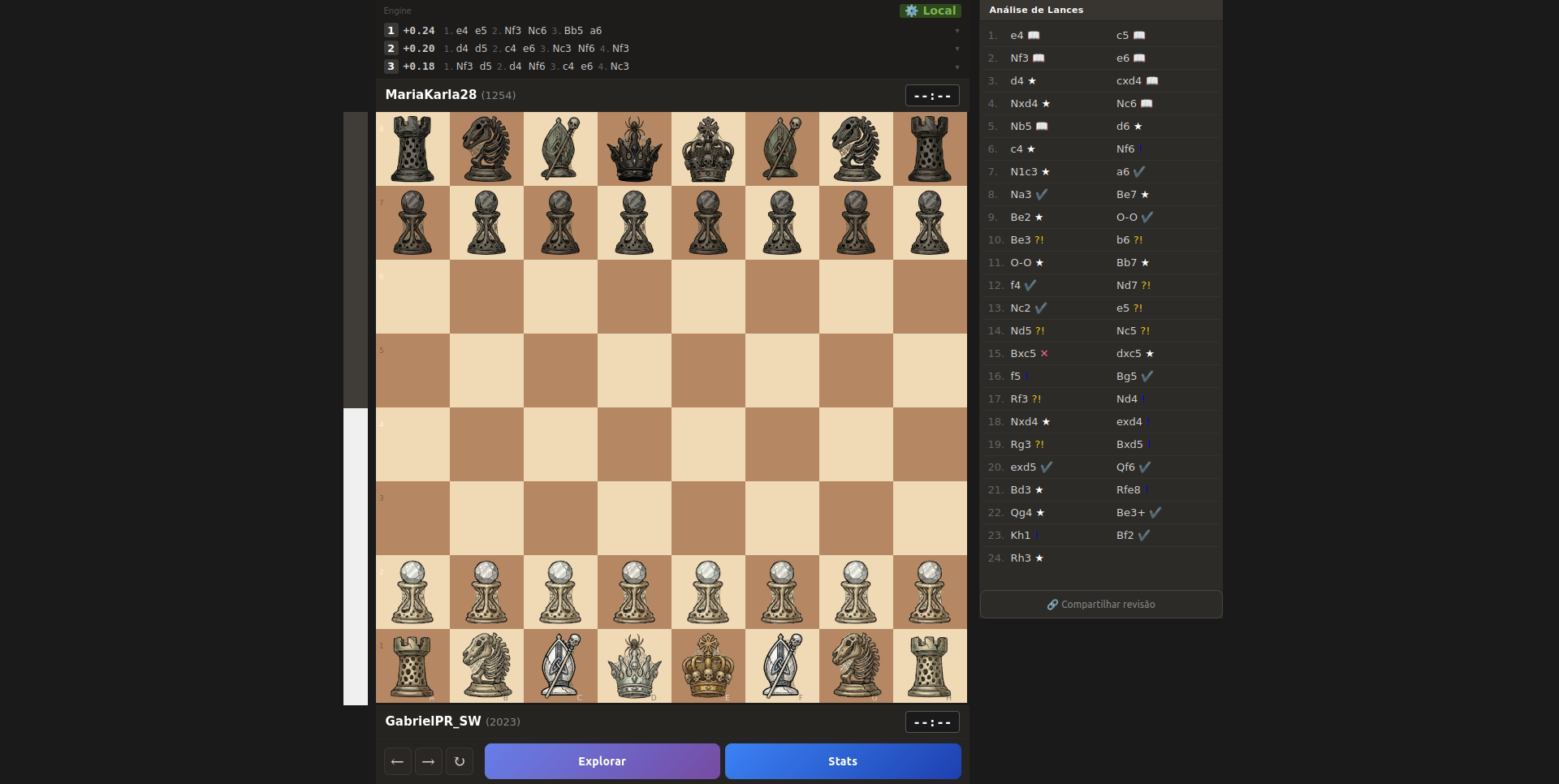 Análise de partida com Stockfish